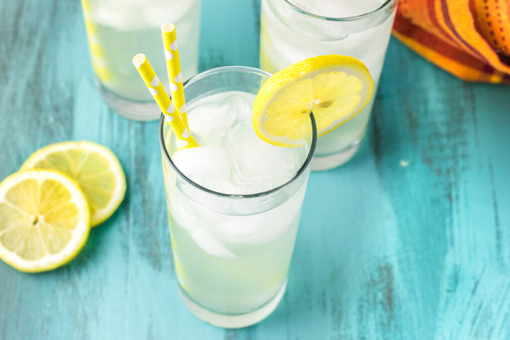 a glass of homemade hard lemonade